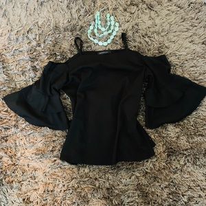Black Cold Shoulder Blouse